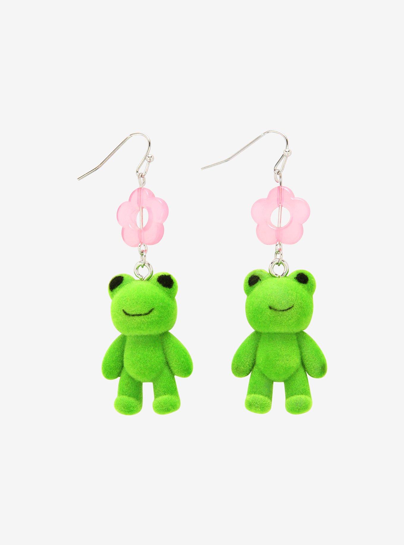 Frog & Flower Drop Earrings, , hi-res