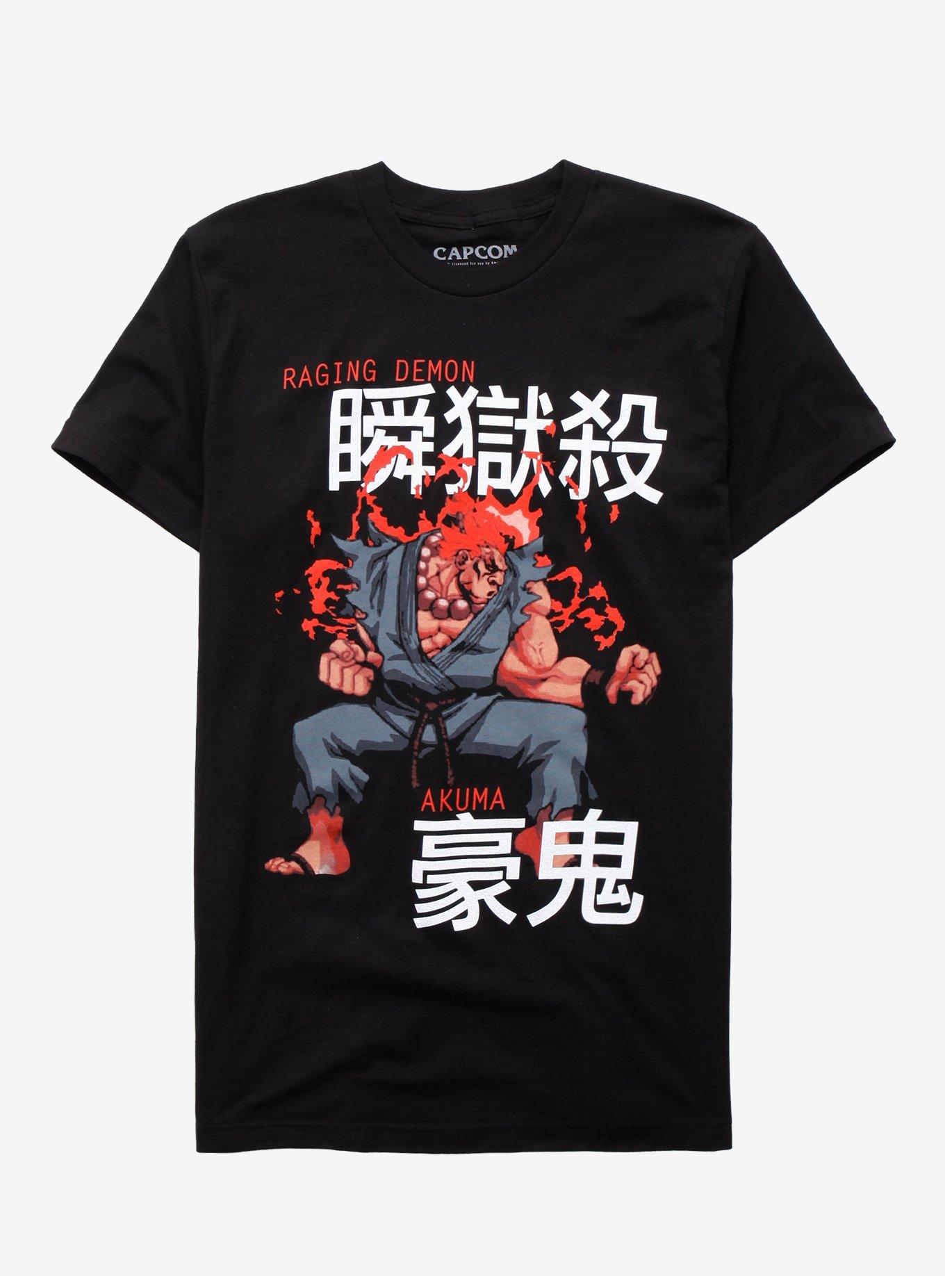 Street Fighter Akuma Character Mens Black Graphic Hoodie - XXL 