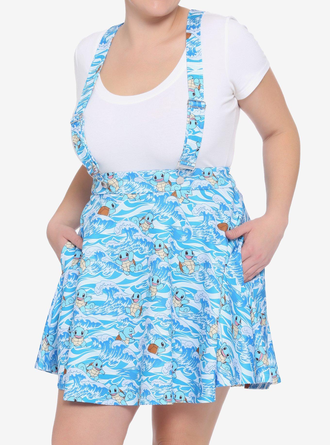 Pokemon Squirtle Wave Suspender Skirt Plus Size, BLUE, hi-res