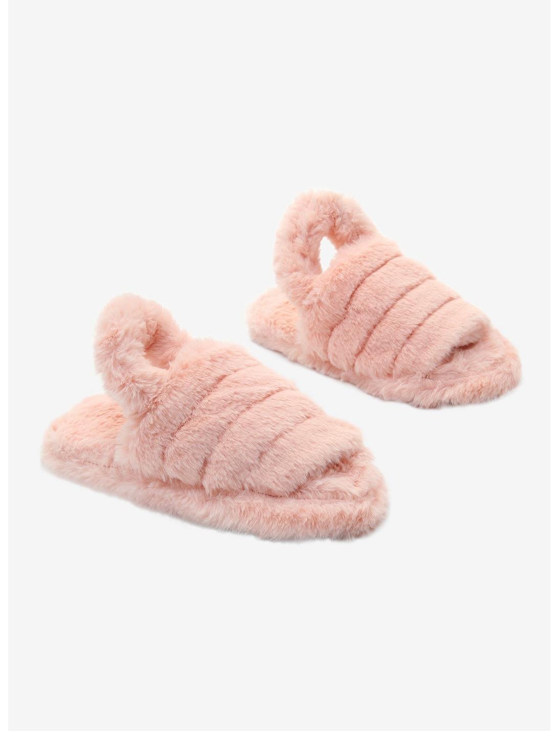 Pink Fuzzy Cozy Slide Slippers, , hi-res