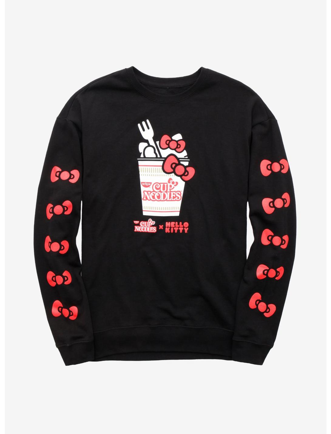 Nissin Cup Noodles x Hello Kitty Bows Long Sleeve T-Shirt - BoxLunch Exclusive, BLACK, hi-res