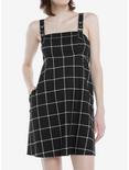Black & White Buckle Strap Dress, PLAID - BLACK, hi-res