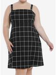 Black & White Buckle Strap Dress Plus Size, PLAID - BLACK, hi-res