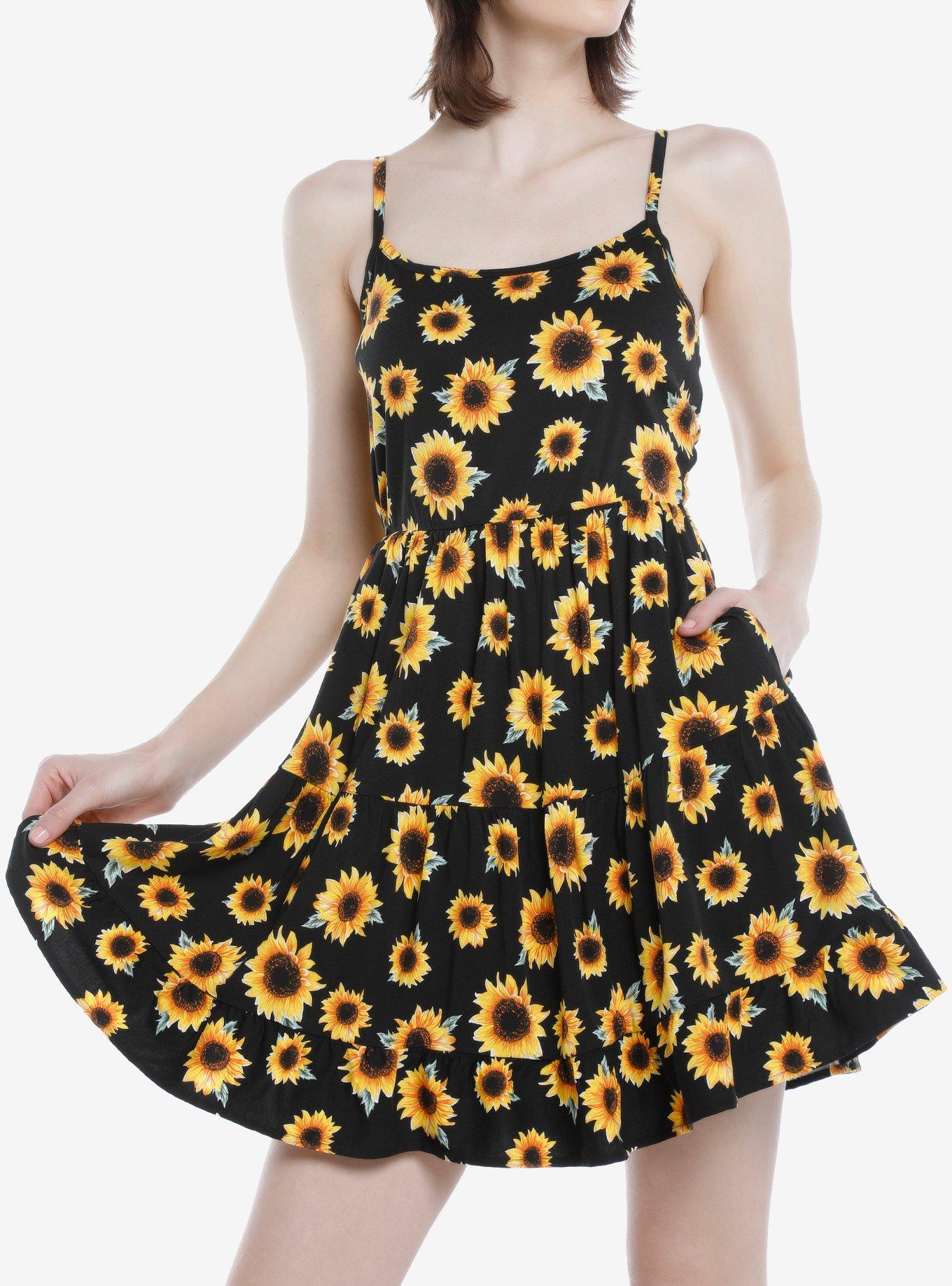 Sunflower Tiered Strappy Dress, SKULL, hi-res