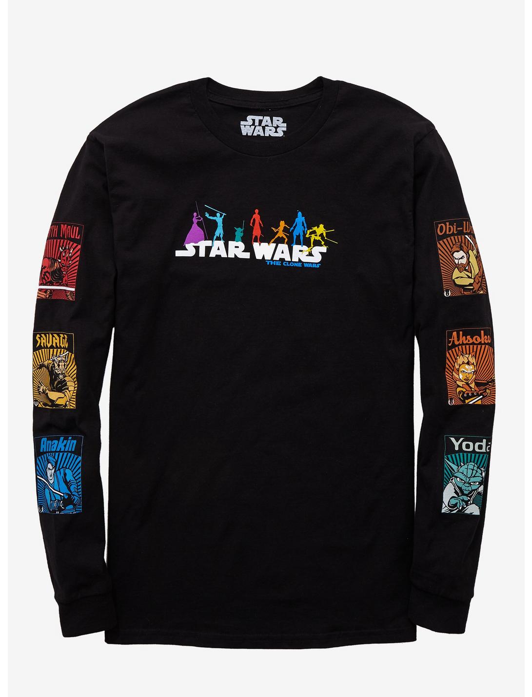 Our Universe Star Wars The Clone Wars Characters Long Sleeve T-Shirt - BoxLunch Exclusive, BLACK, hi-res