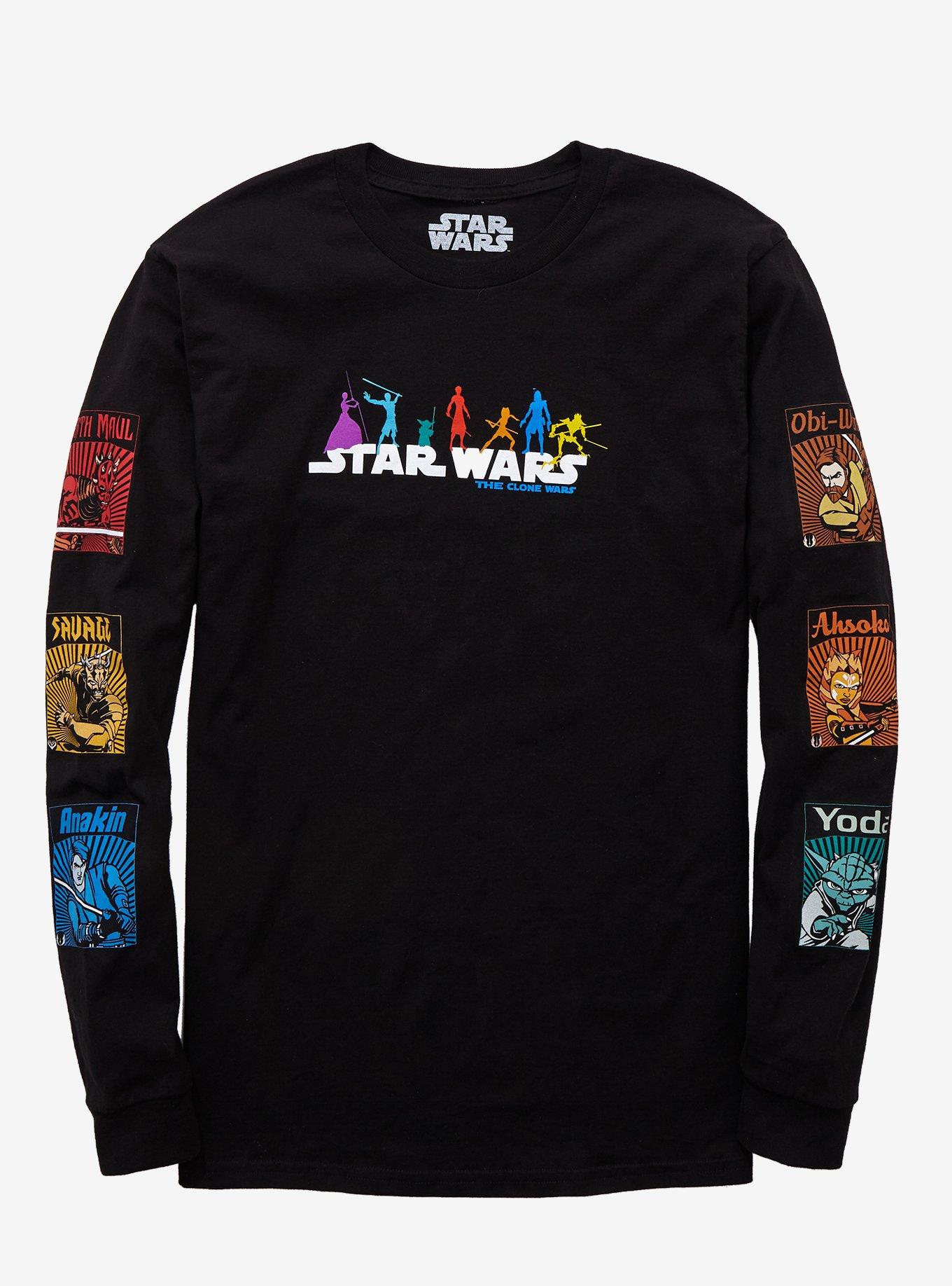Our Universe Star Wars The Clone Wars Characters Long Sleeve T-Shirt - BoxLunch Exclusive, BLACK, hi-res