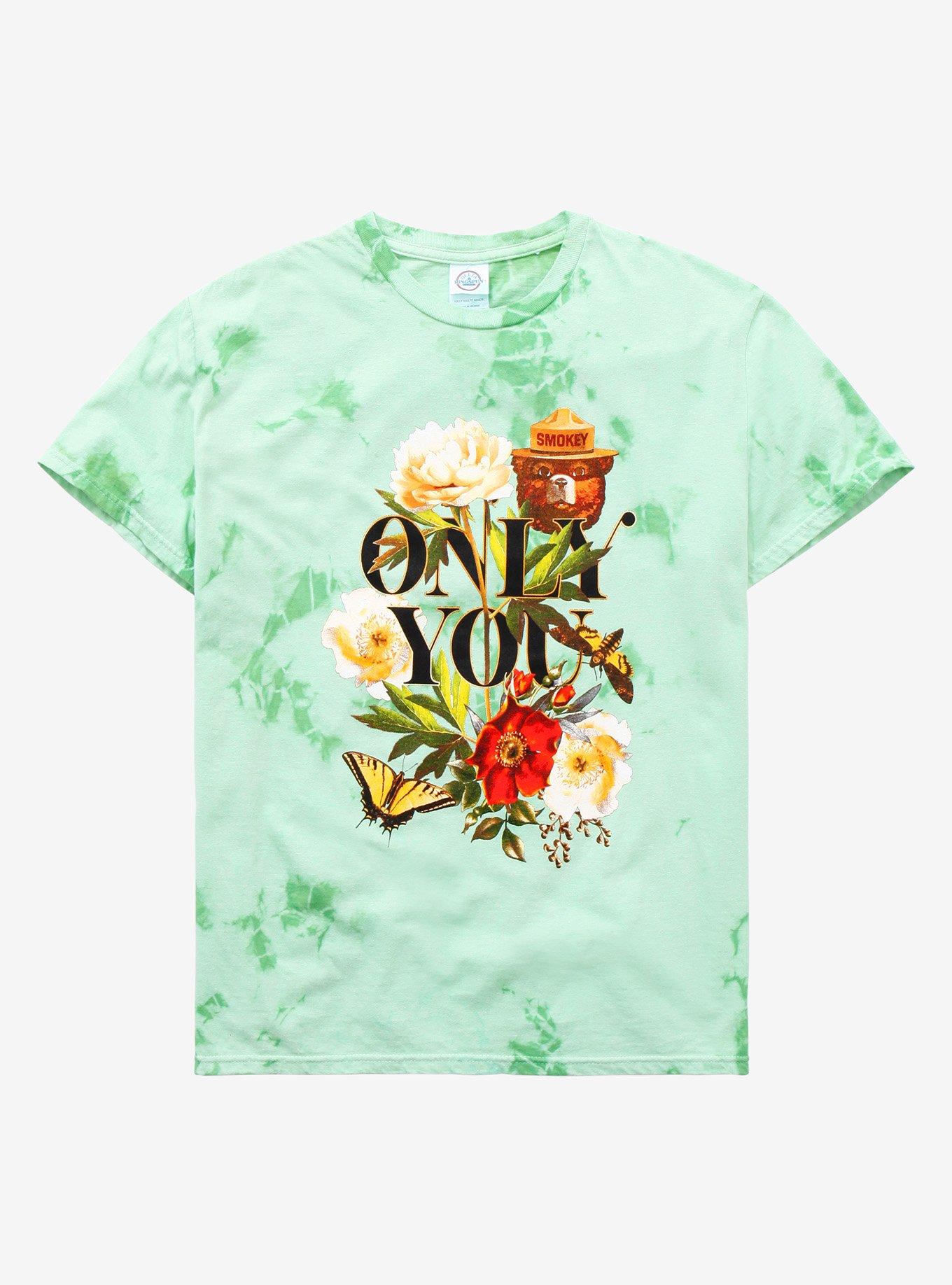 Smokey Bear Only You Floral Tie-Dye Women's T-Shirt - BoxLunch Exclusive, SAGE, hi-res