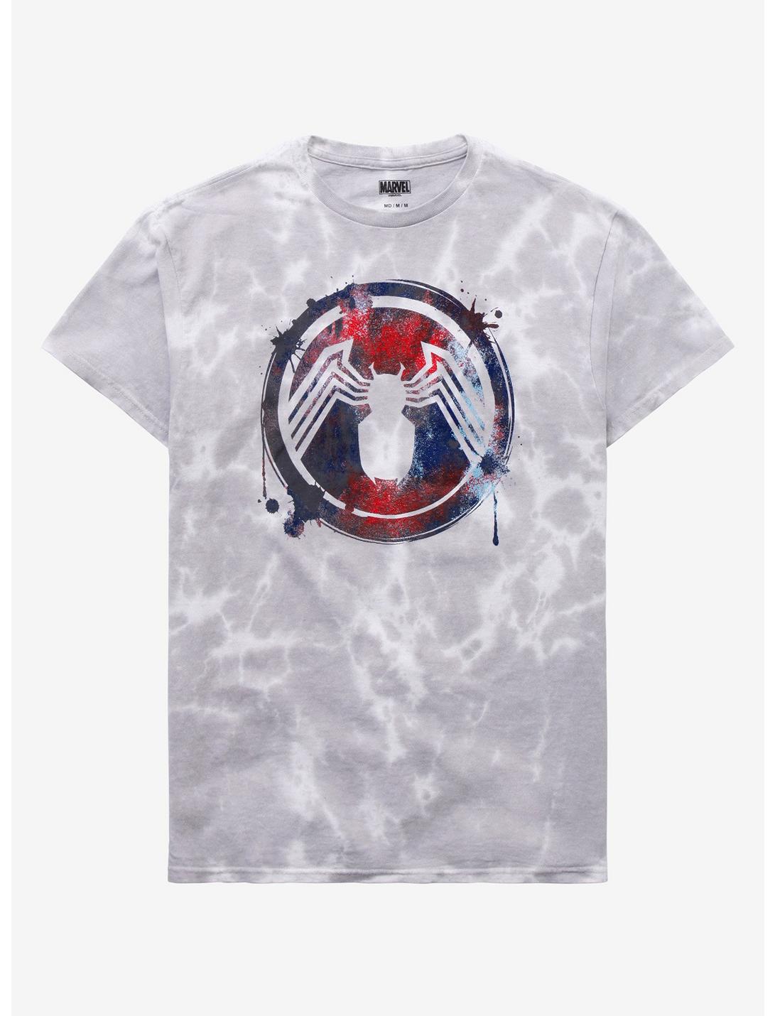 Marvel Spider-Man Venom Symbiote Symbol Tie-Dye Women's T-Shirt - BoxLunch Exclusive, TIE DYE, hi-res