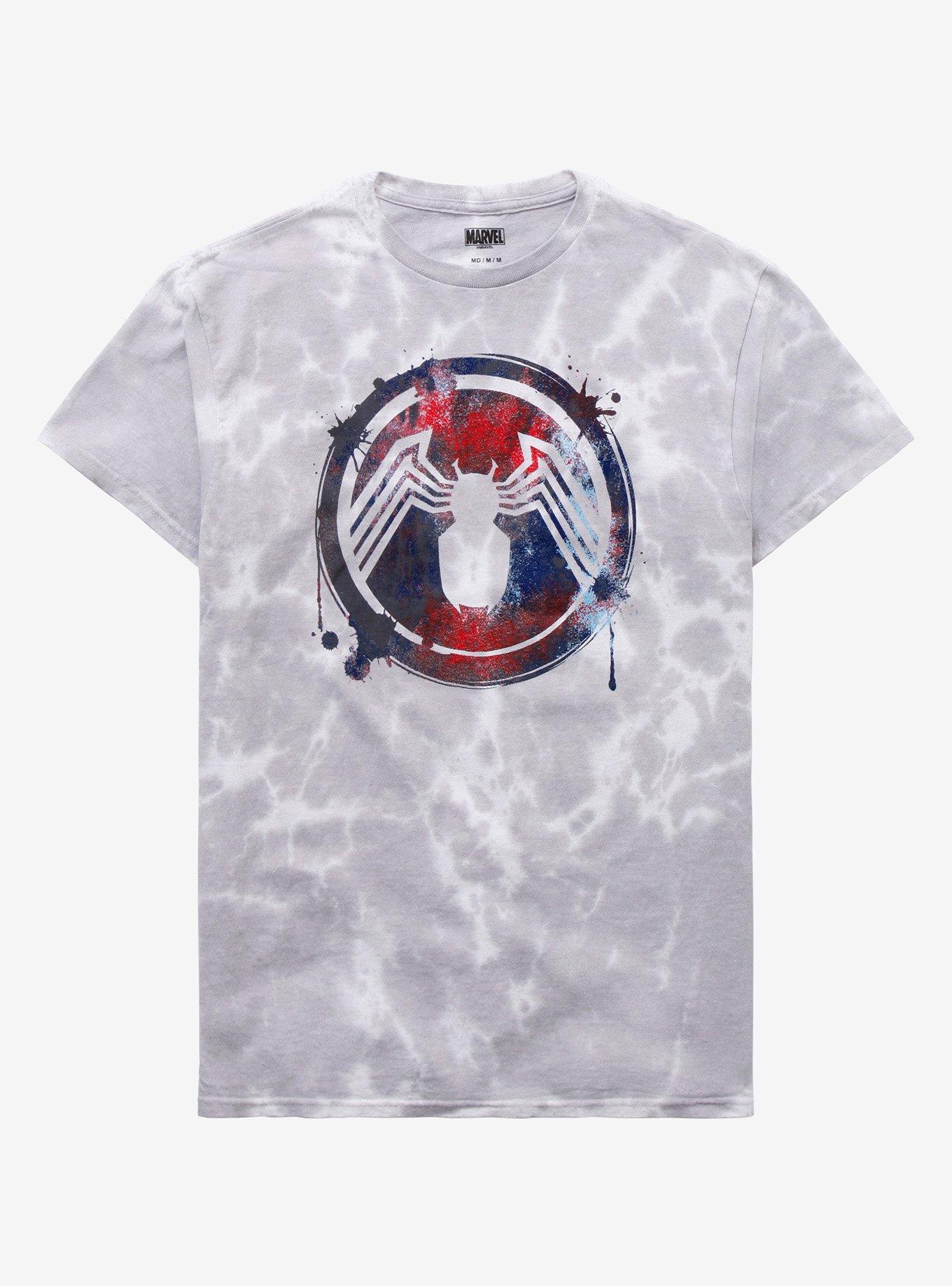Marvel Spider-Man Venom Symbiote Symbol Tie-Dye Women's T-Shirt - BoxLunch Exclusive, TIE DYE, hi-res