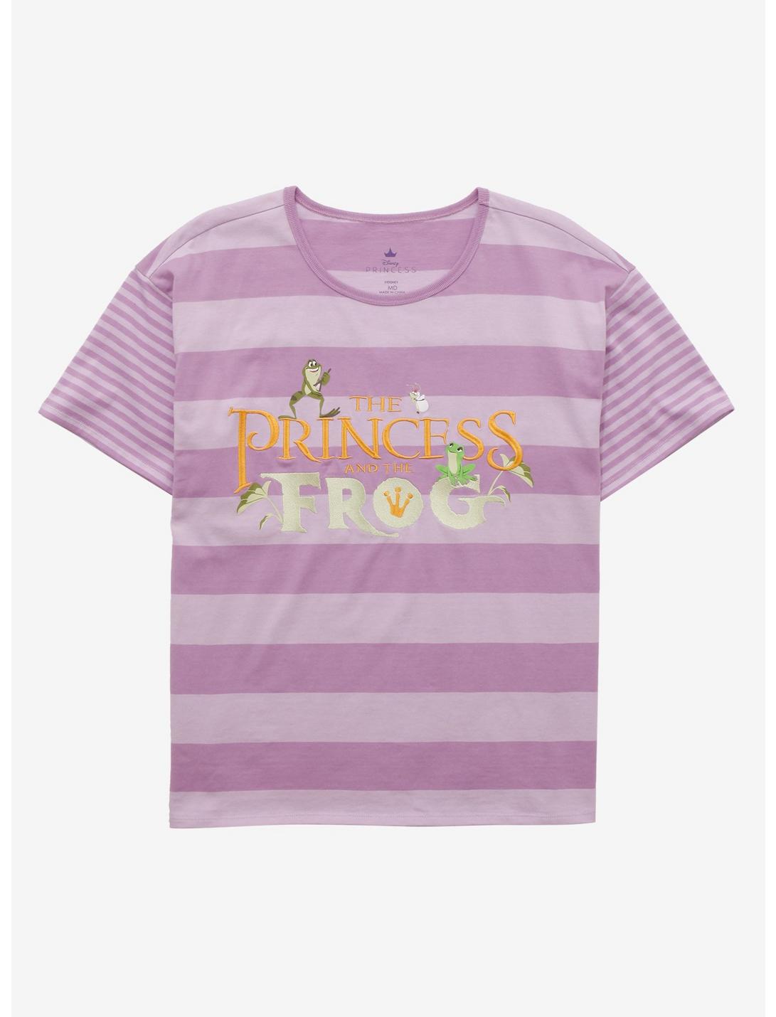 Disney The Princess and the Frog Striped Logo Women's T-Shirt - BoxLunch Exclusive, PURPLE STRIPE, hi-res