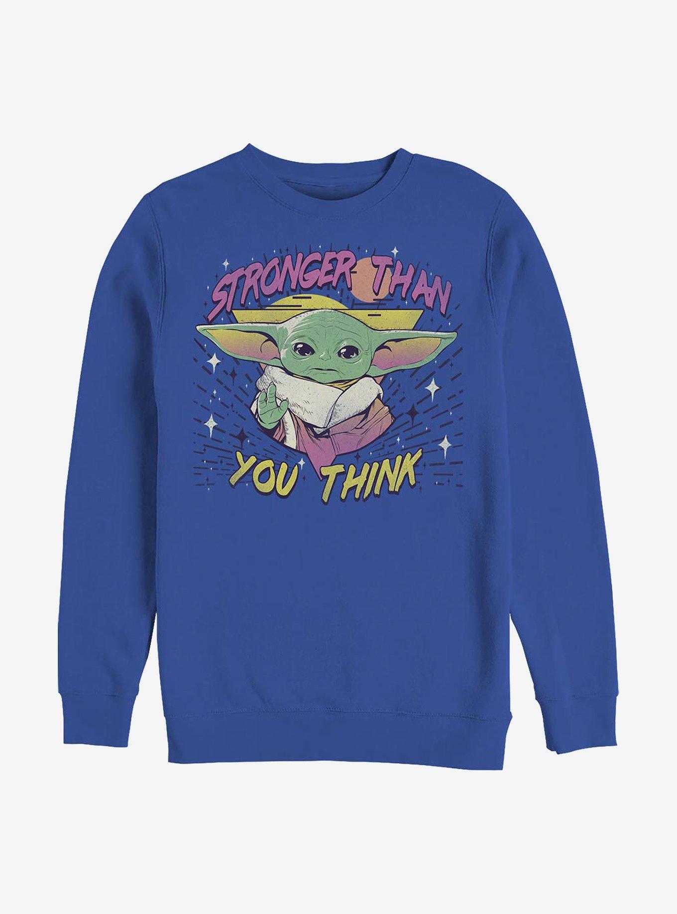 Star Wars The Mandalorian The Child Stronger Than You Think Crew Sweatshirt, ROYAL, hi-res