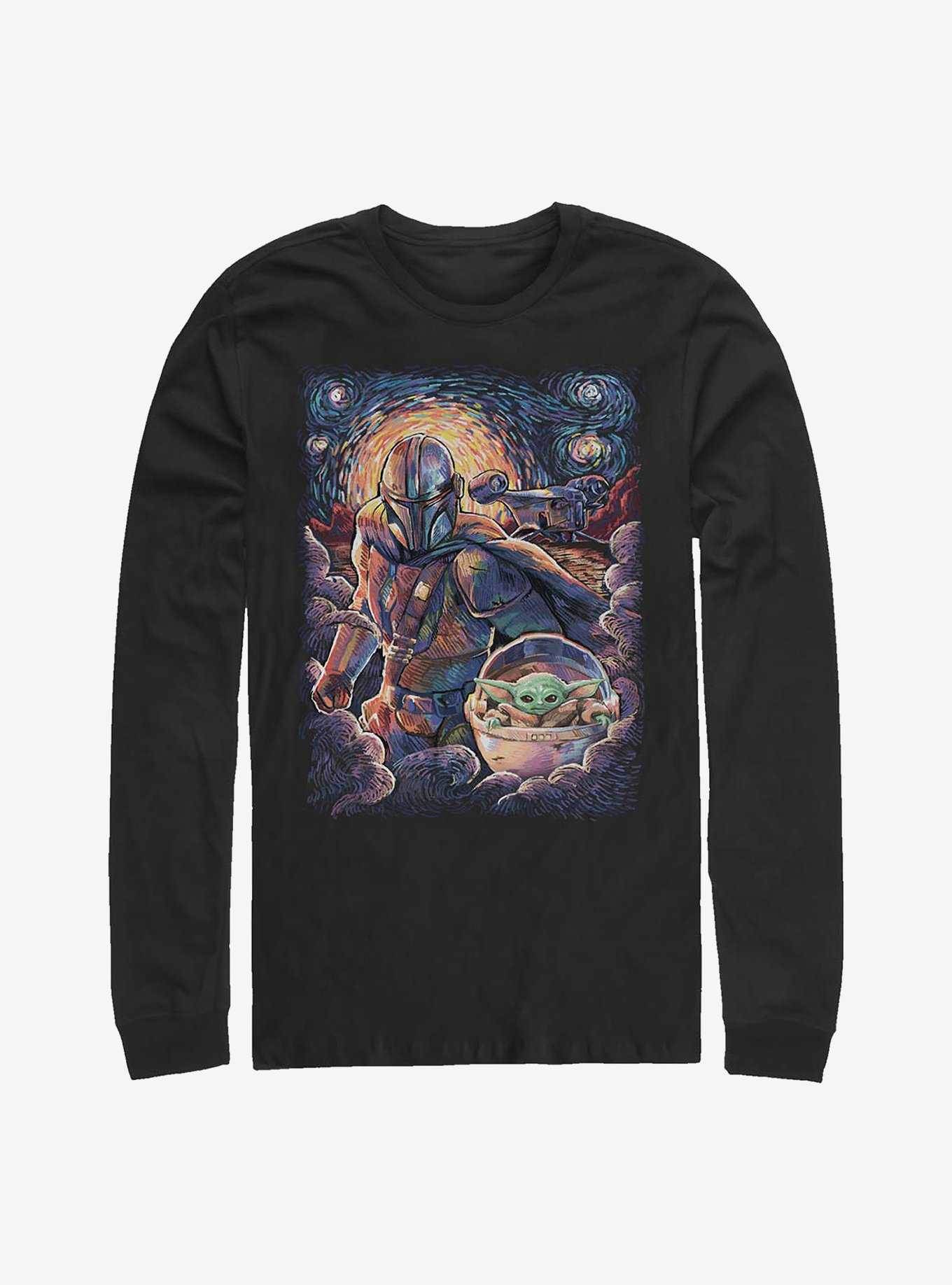 Star Wars The Mandalorian Mando And The Child Starry Night Long-Sleeve T-Shirt, , hi-res