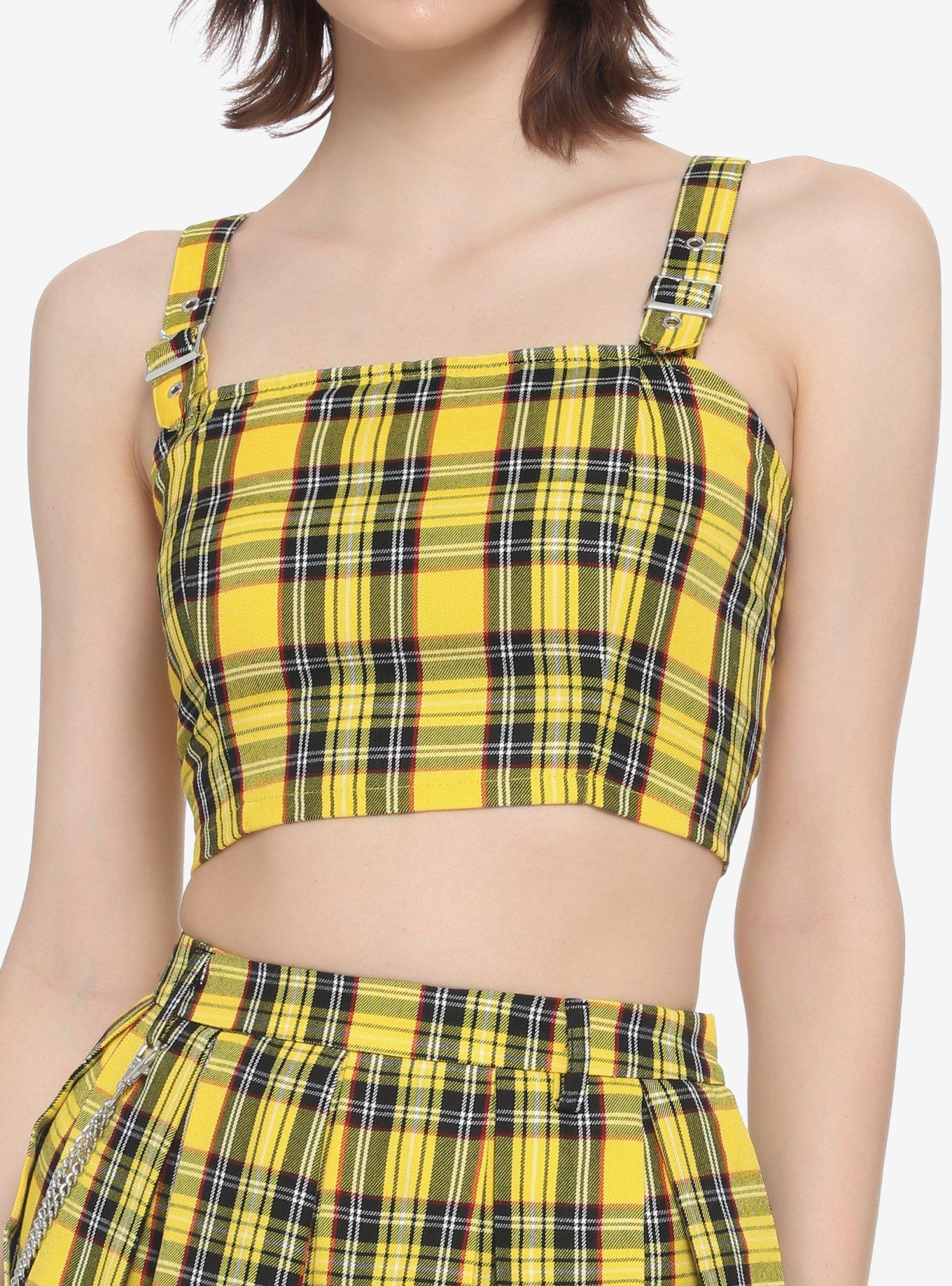 Yellow checkered sales crop top