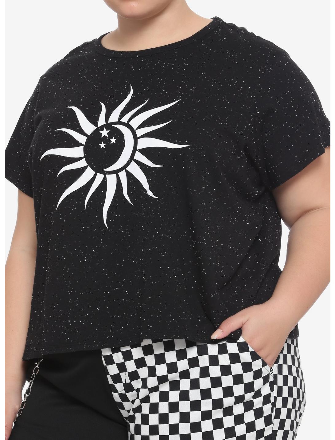 Sun Moon Speckle Girls T-Shirt Plus Size, BLACK, hi-res