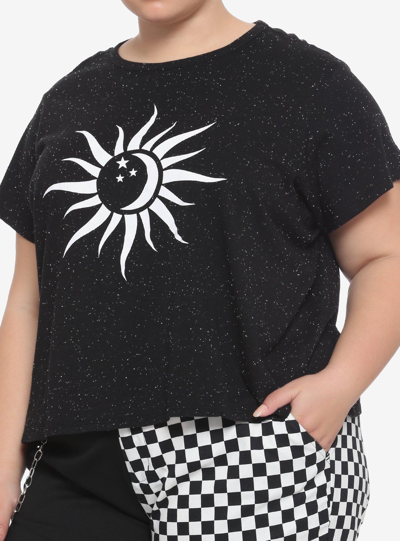 Sun Moon Speckle Girls T-Shirt Plus Size, BLACK, hi-res