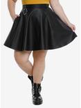 Faux Leather & O-Ring Skater Skirt Plus Size, BLACK, hi-res