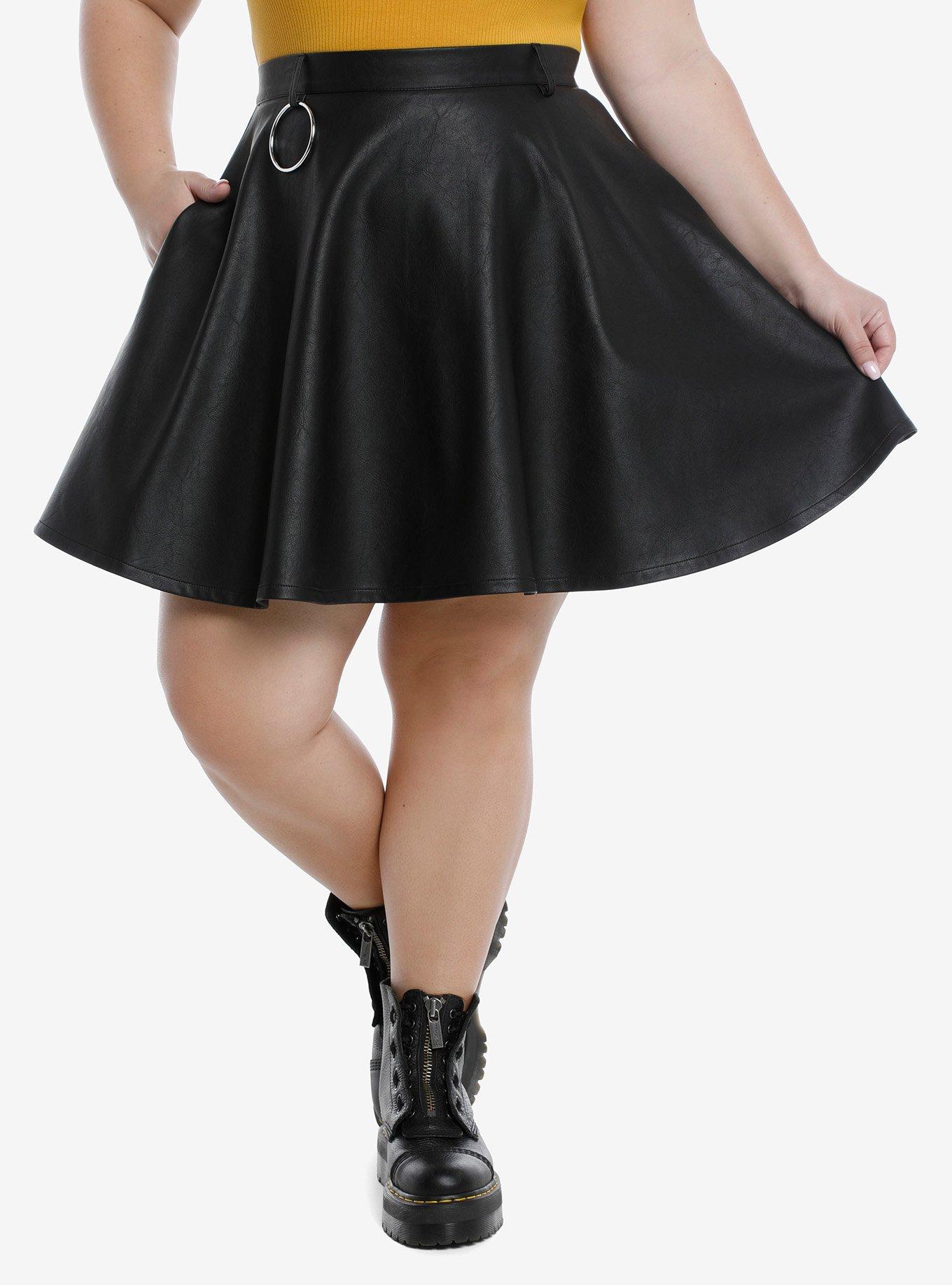 Plus leather hot sale skater skirt