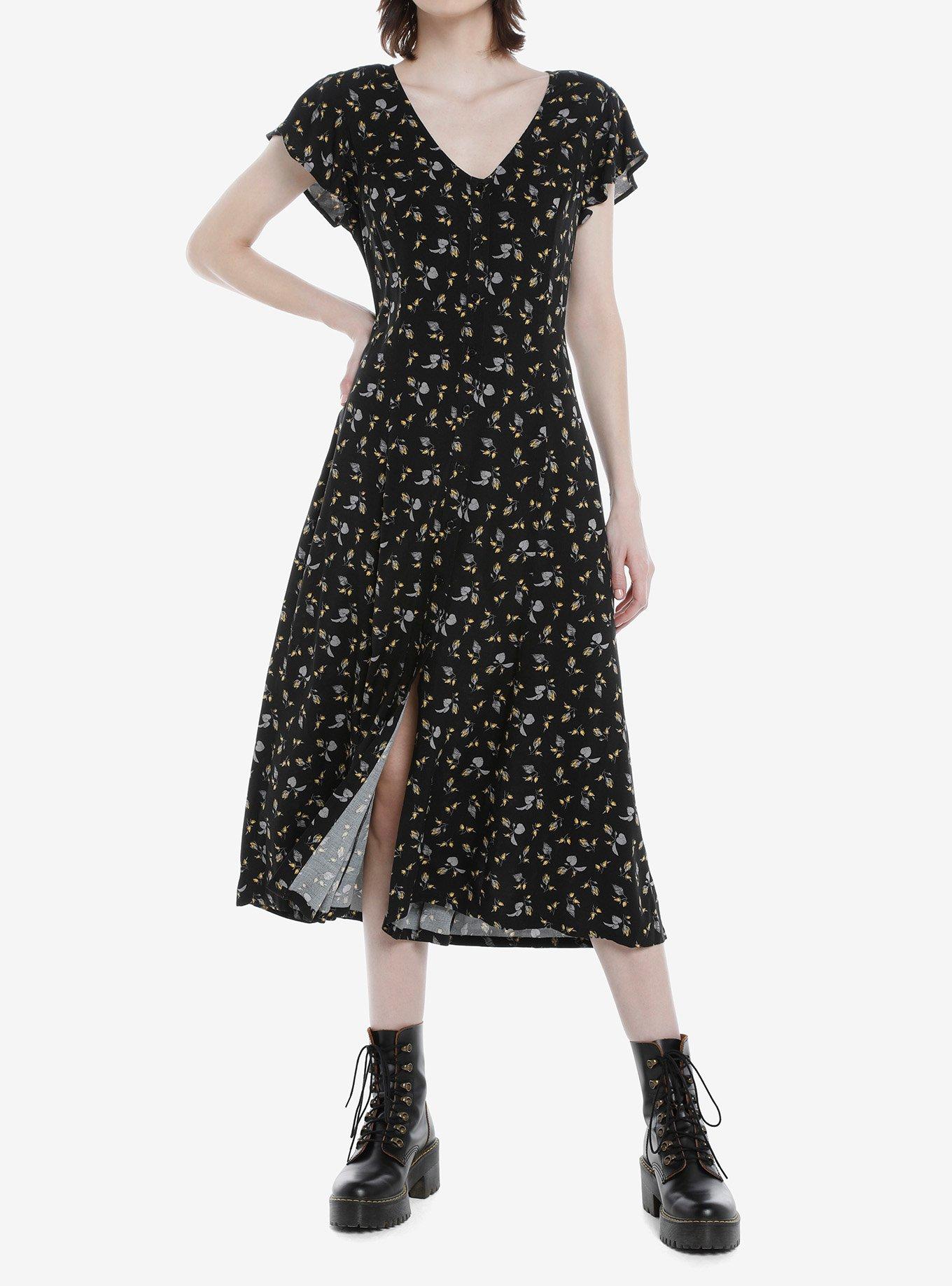 Yellow Rose Bud Midi Dress | Hot Topic