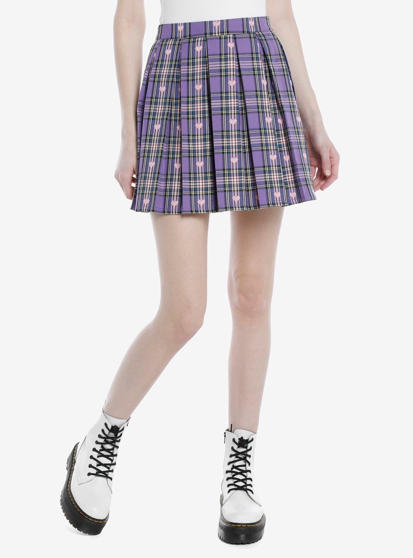 Pastel Plaid & Pink Hearts Skirt | Hot Topic