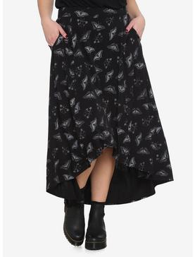 Black Butterfly Hi-Low Maxi Skirt Plus Size, , hi-res