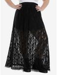Skull & Roses Black Lace Maxi Skirt Plus Size, BLACK, hi-res