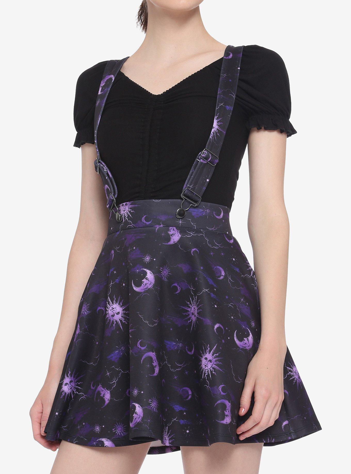 Purple Celestial Suspender Skirt, CELESTIAL, hi-res
