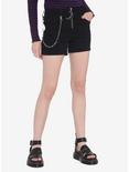 Black Moon Zipper Ultra Hi-Rise Shorts With Detachable Chain, BLACK, hi-res