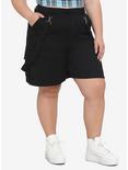 Black Cargo Suspender Bermuda Shorts Plus Size, BLACK, hi-res