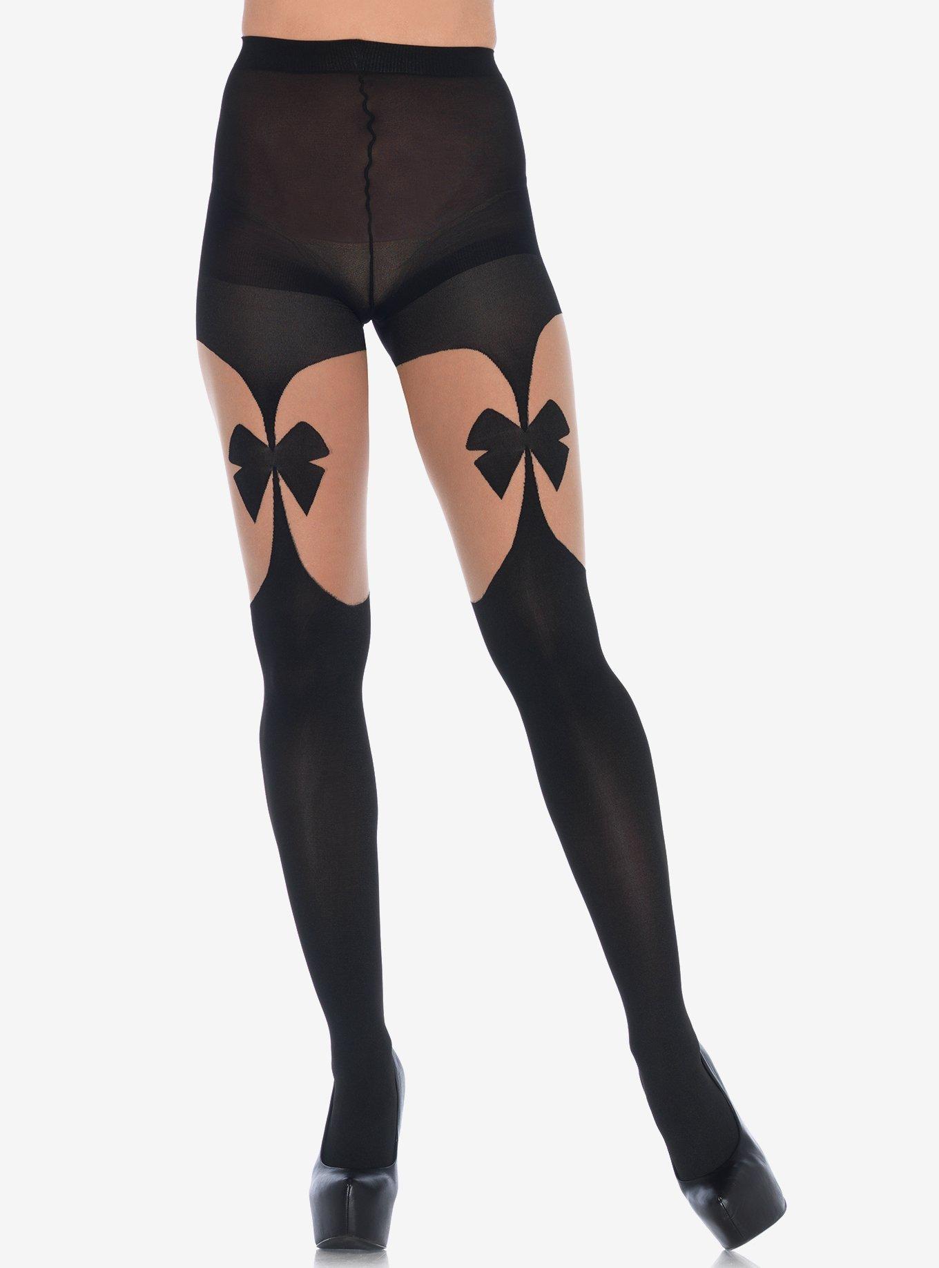 Opaque Illusion Garterbelt Tights, , hi-res