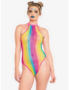 Rainbow Striped Halter Bodysuit, , hi-res