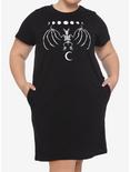 Bat Skeleton & Wings T-Shirt Dress Plus Size, BLACK, hi-res