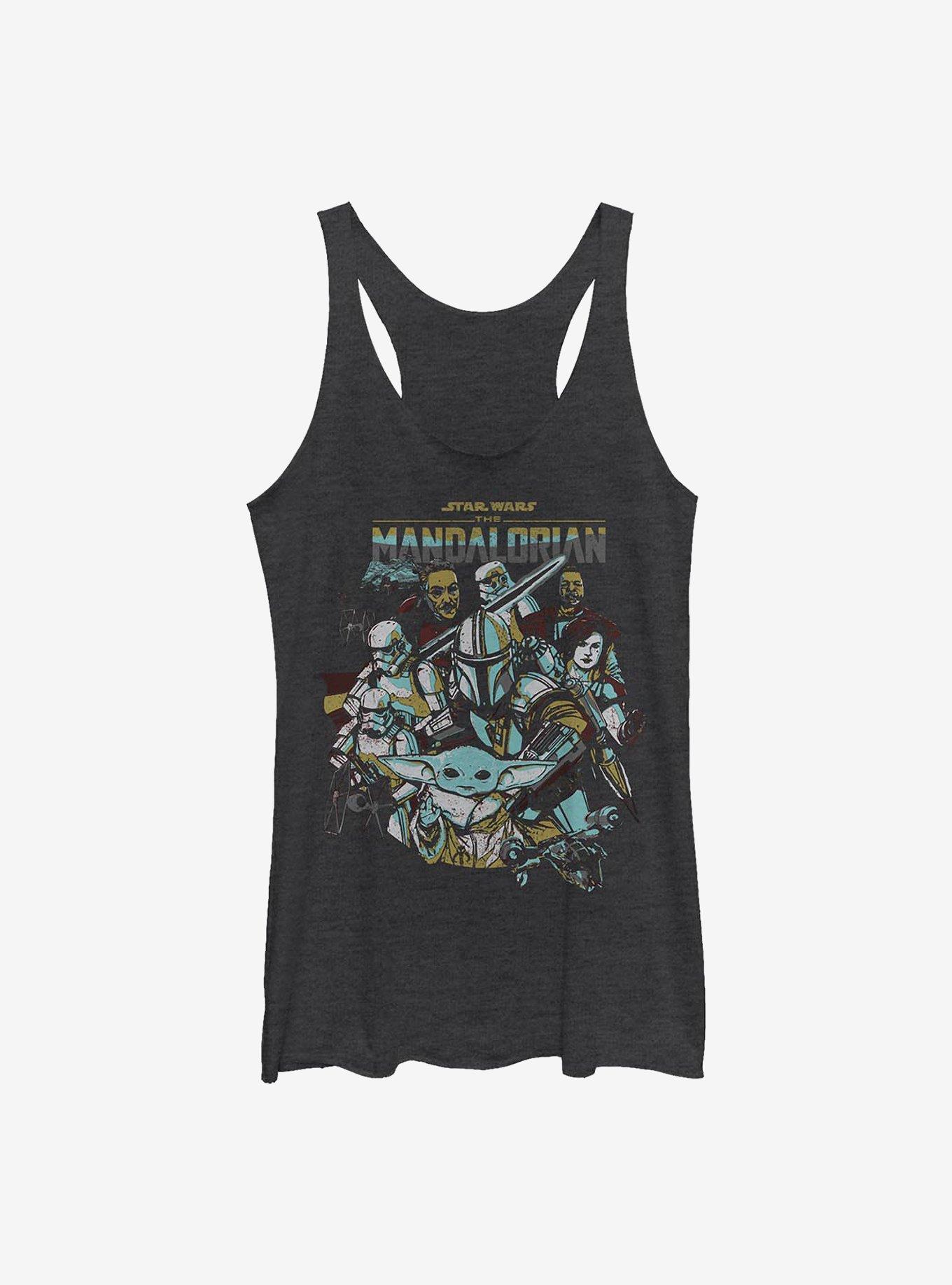 Star Wars The Mandalorian Main Characters Girls Tank, BLK HTR, hi-res
