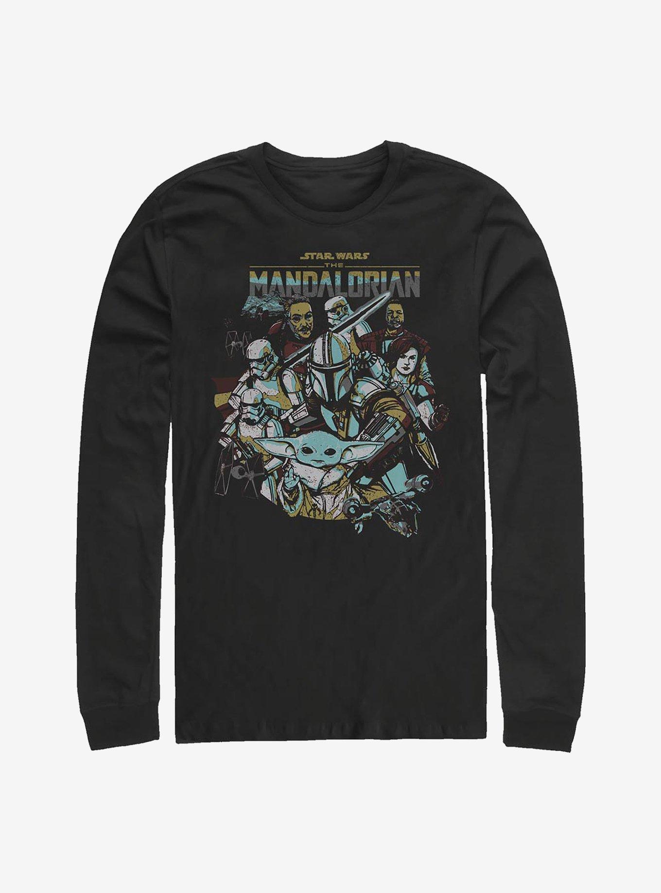 Star Wars The Mandalorian Main Characters Long-Sleeve T-Shirt, BLACK, hi-res