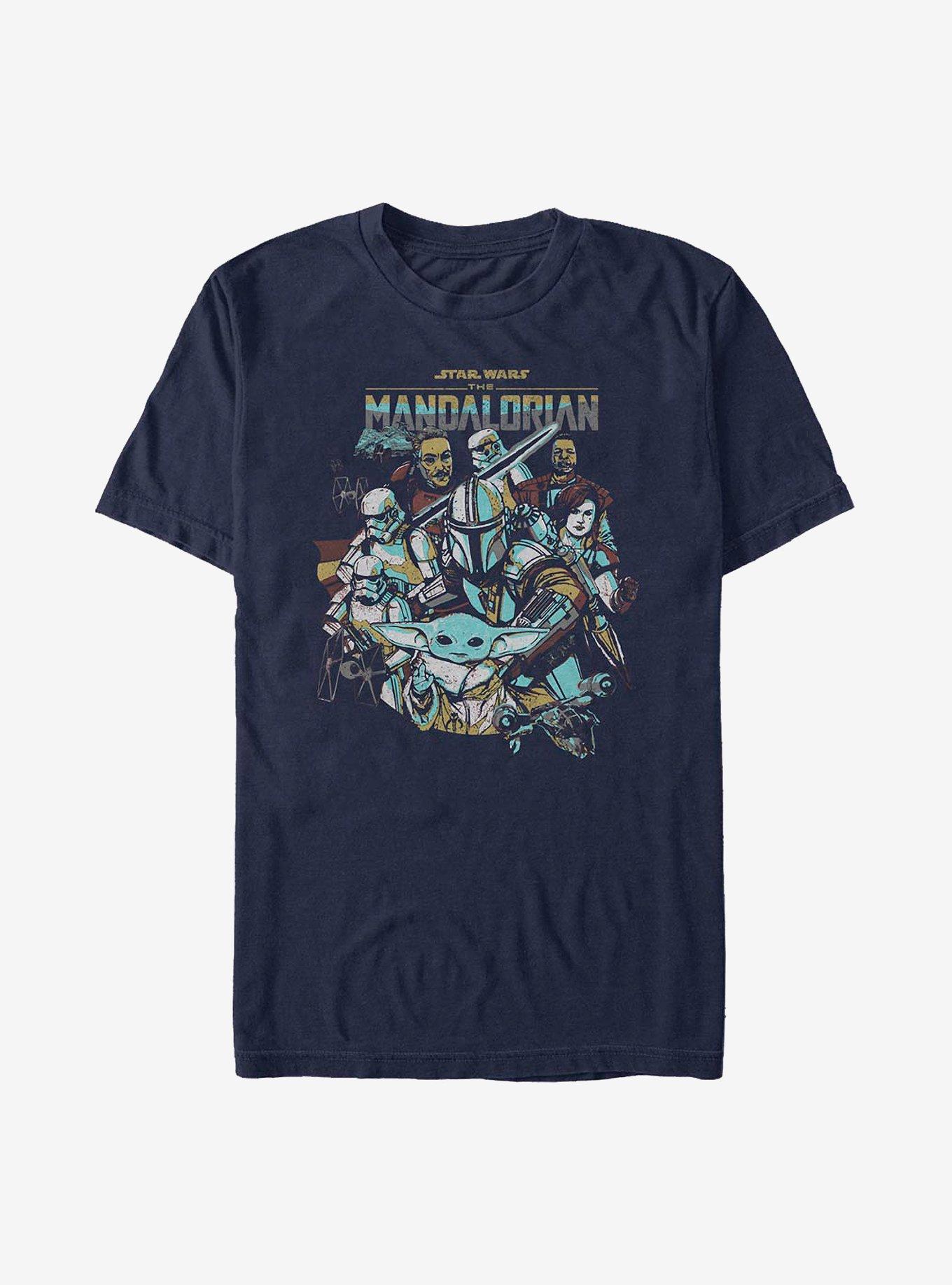 Star Wars The Mandalorian Main Characters T-Shirt, NAVY, hi-res