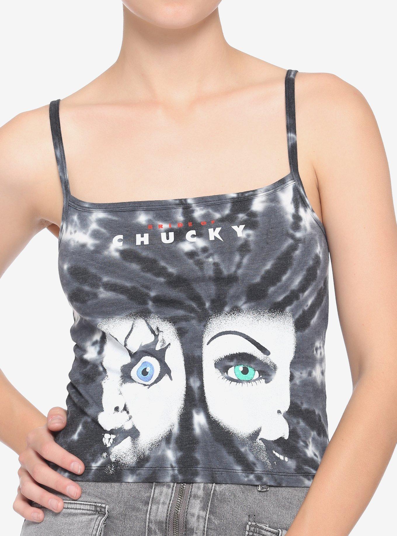 Bride Of Chucky Face Tie-Dye Girls Strappy Tank Top, MULTI, hi-res