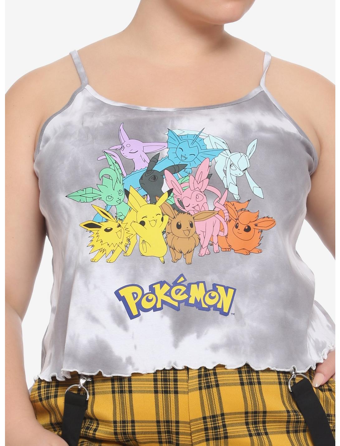 Pokemon Eeveelutions & Pikachu Lettuce Hem Tie-Dye Girls Strappy Tank Top Plus Size, MULTI, hi-res