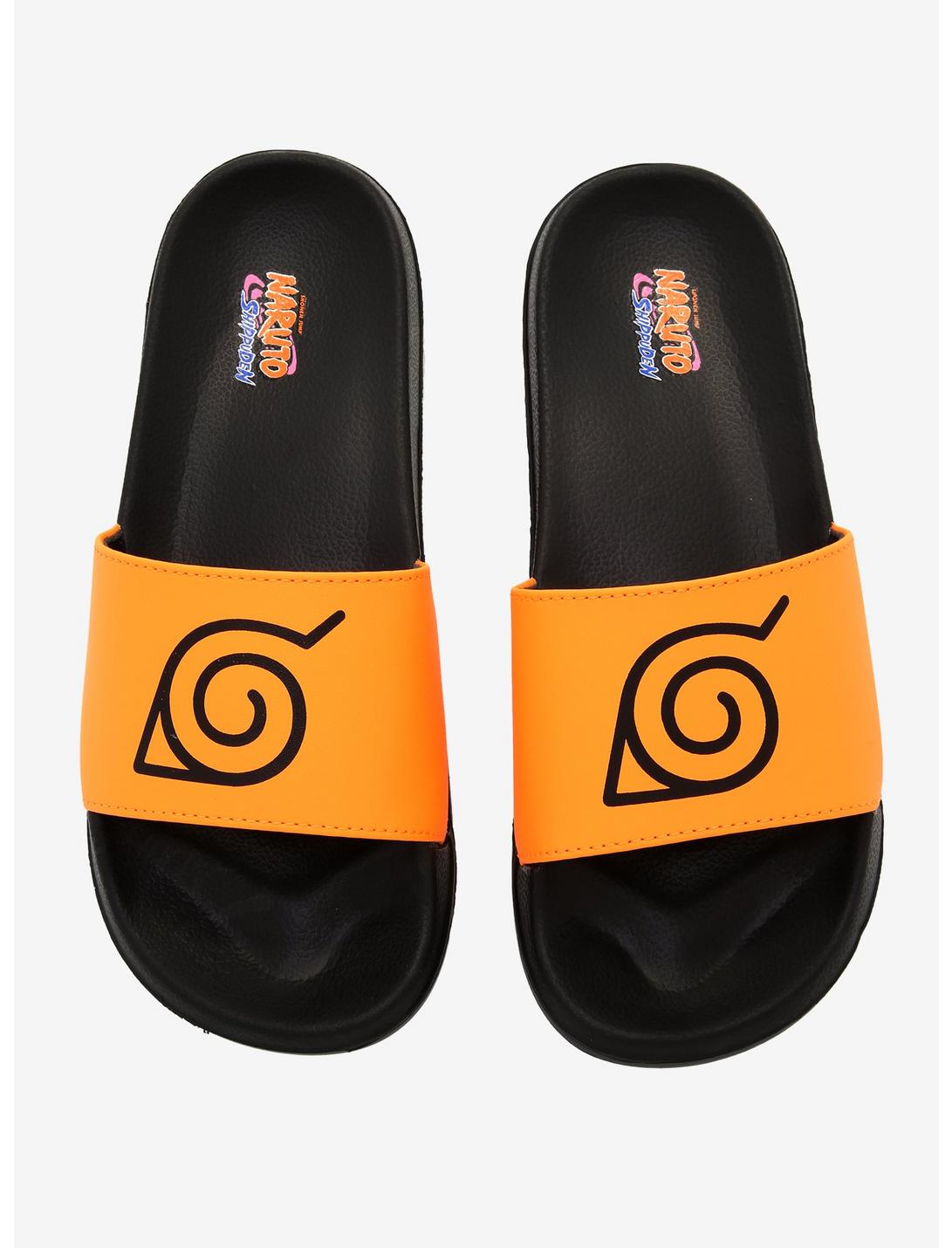 Naruto Shippuden Hidden Leaf Orange & Black Slide Sandals, MULTI, hi-res