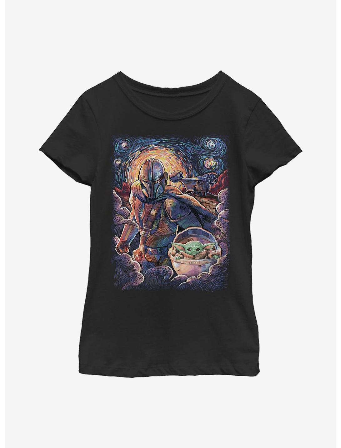 Star Wars The Mandalorian The Child Duo Starry Sky Youth Girls T-Shirt, BLACK, hi-res