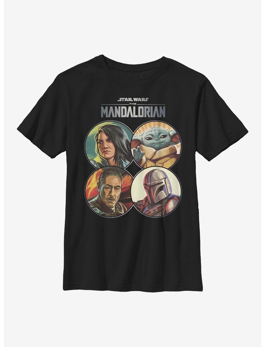 Star Wars The Mandalorian Character Coins Youth T-Shirt, BLACK, hi-res