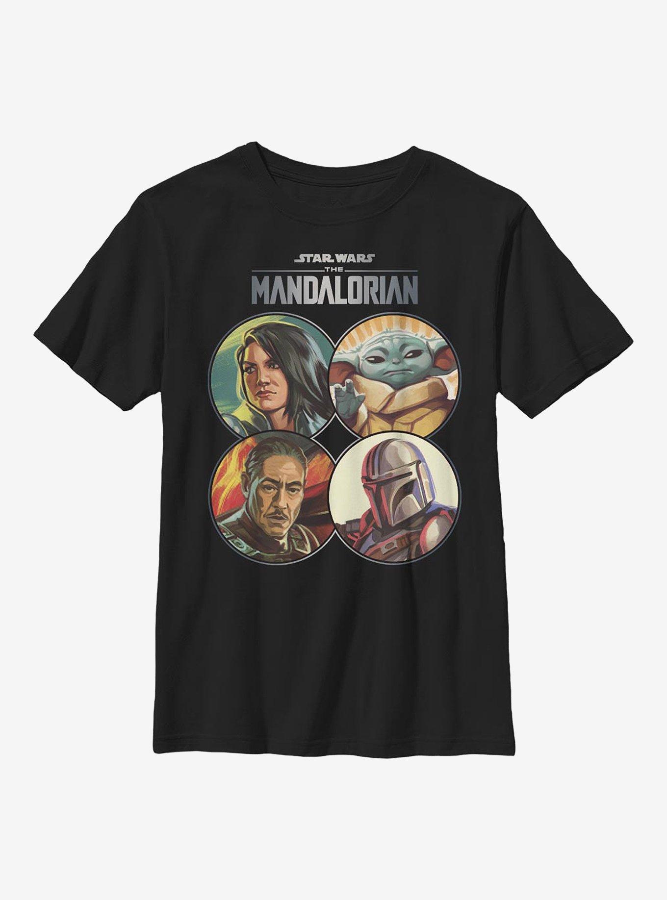 Star Wars The Mandalorian Character Coins Youth T-Shirt, BLACK, hi-res