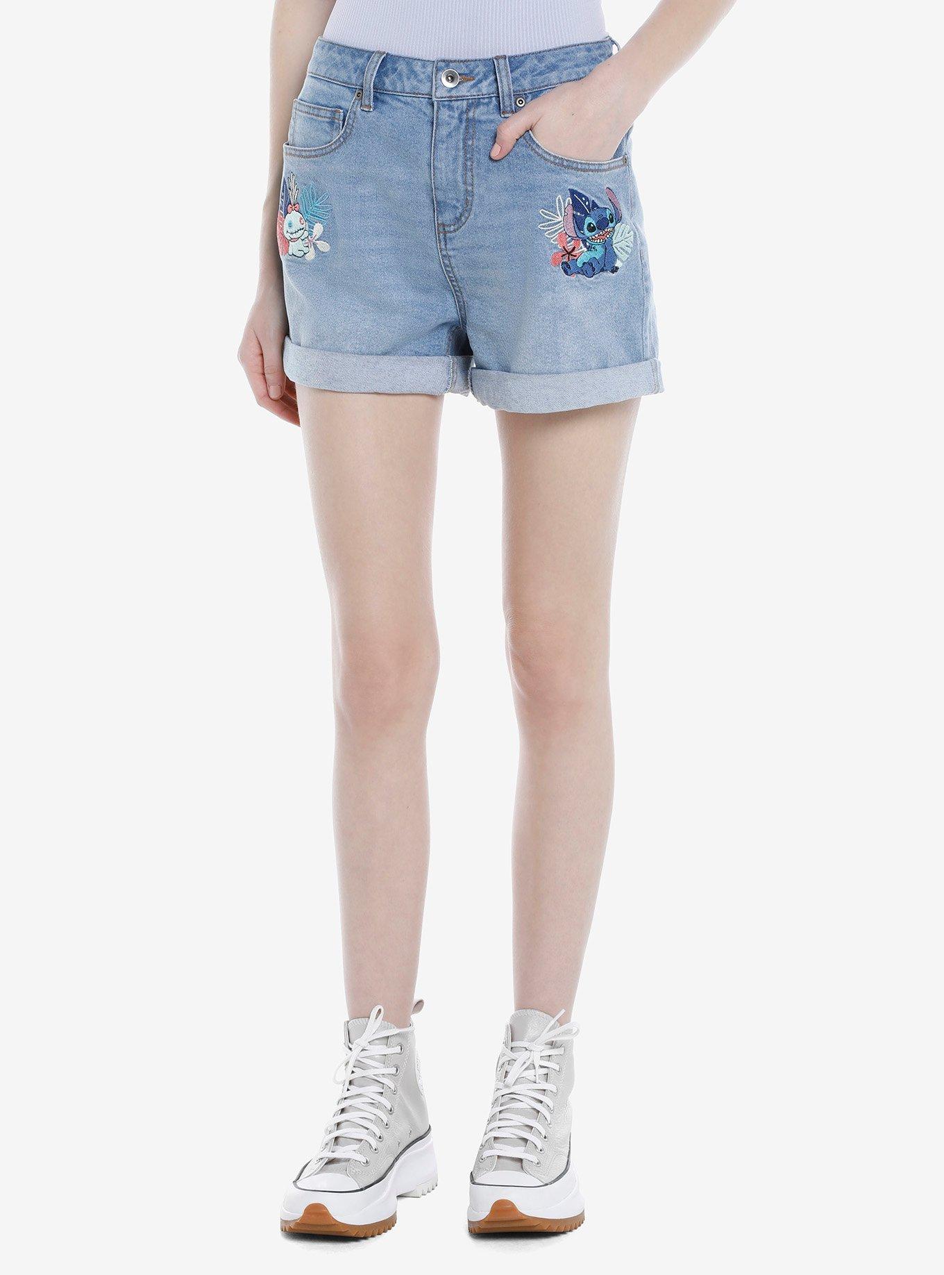 Embroidered cheap mom shorts