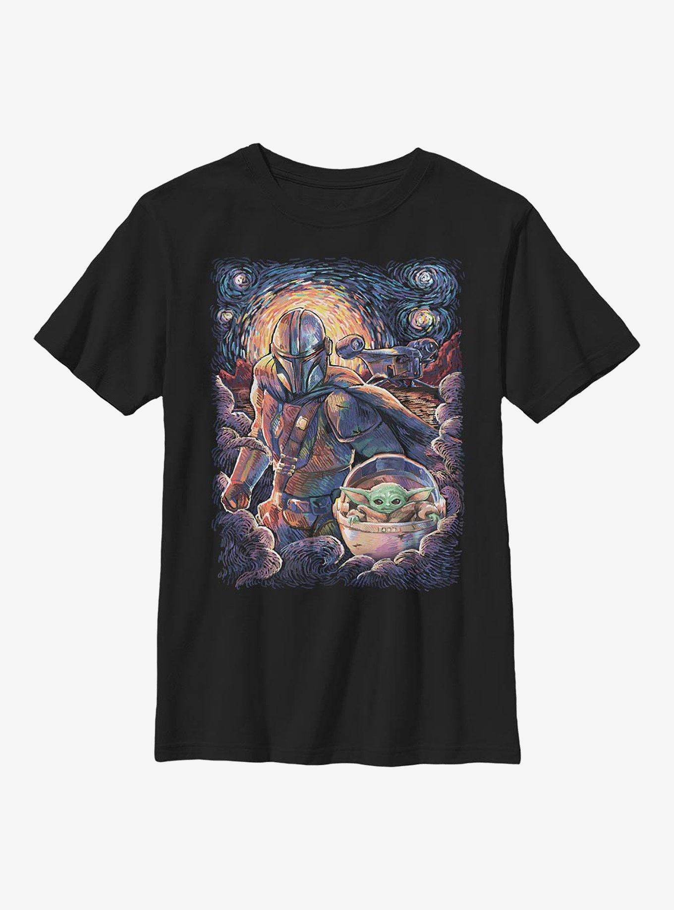 Star Wars The Mandalorian The Child Duo Starry Sky Youth T-Shirt, BLACK, hi-res view 1