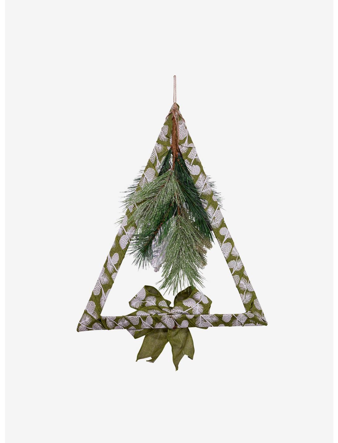 Fabric Green Triangle Wreath With Foliage, , hi-res