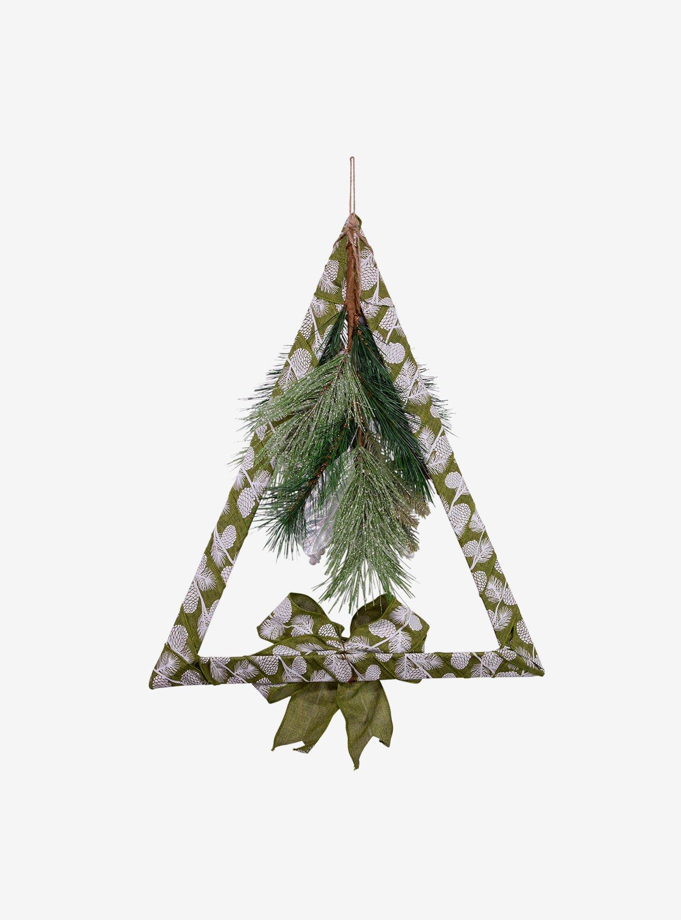 Fabric Green Triangle Wreath With Foliage, , hi-res