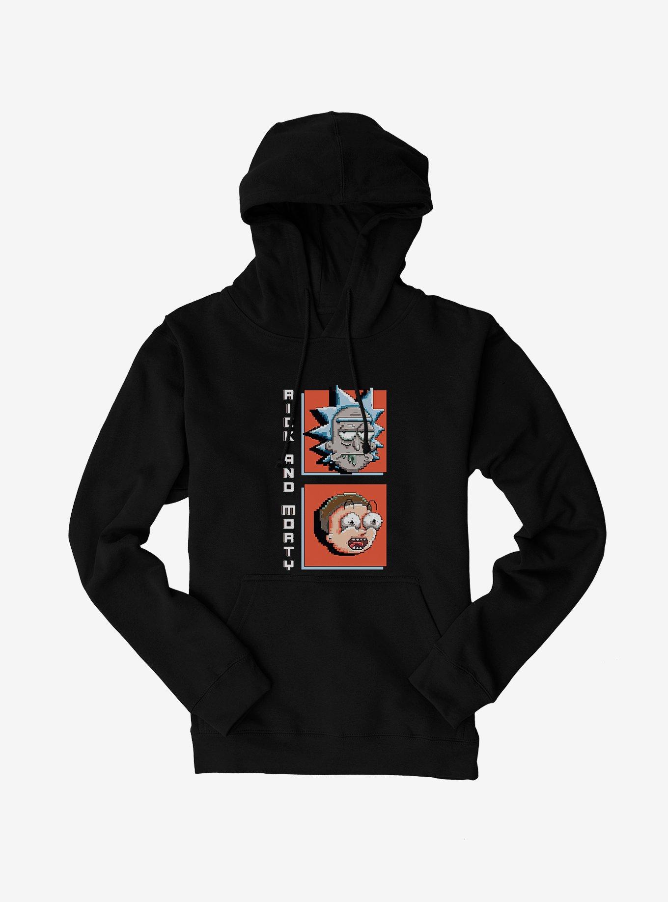 Rick And Morty Pixel Faces Hoodie, , hi-res