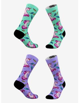 Green Feather And Purple Feather Unicorn Socks 2 Pair, , hi-res