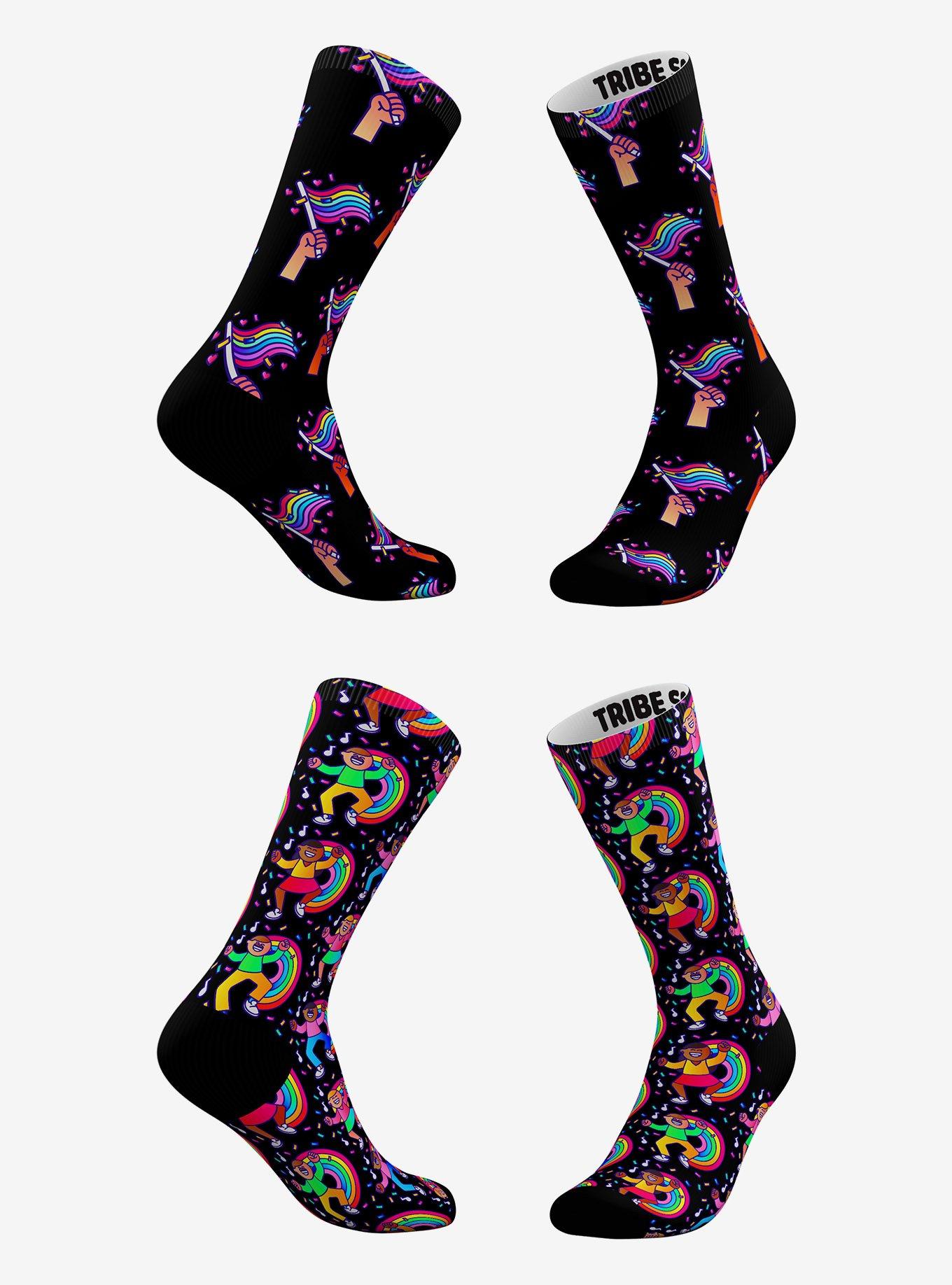 Rainbow Flag And Confetti Pride Socks 2 Pair, , hi-res