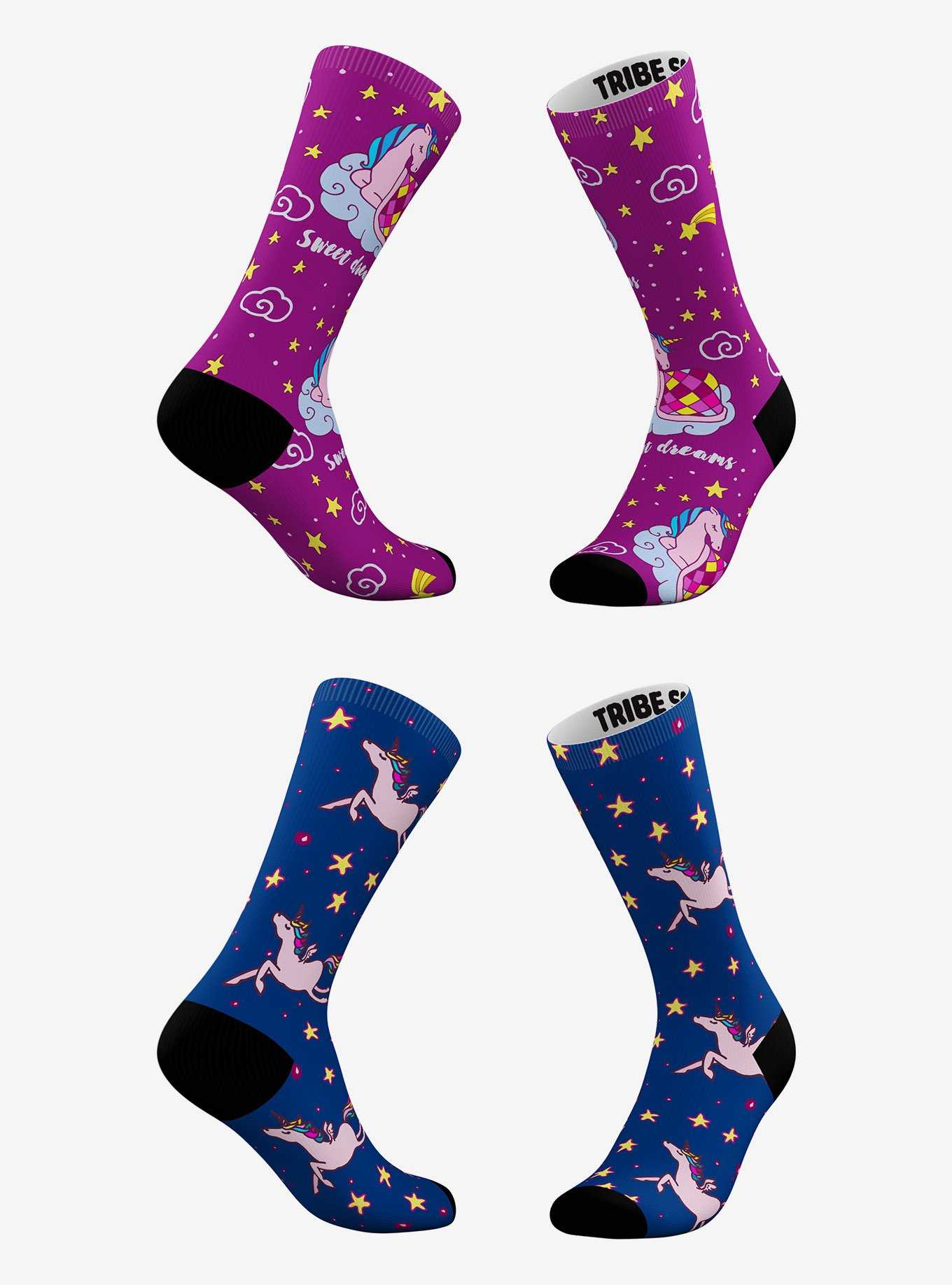 Sweet Dreams And Starry Skies Unicorn Socks 2 Pair, , hi-res