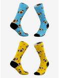Blue And Yellow Pug Emoji Socks 2 Pair, , hi-res