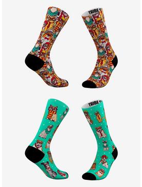 Plus Size Hipster Cat And Hipster Pet Polka Dot Socks 2 Pair, , hi-res